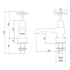 Burlington Birkenhead 5" Traditional Basin Taps - BI2 | Classic Design for Modern Bathrooms -Bathroom Sales Shop BIR2 LD