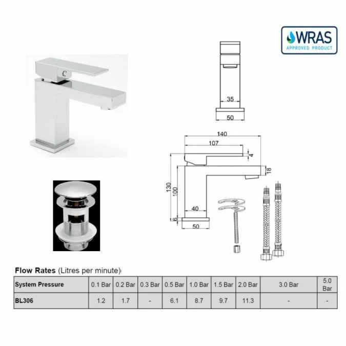 Sagittarius Blade Cloakroom Monobloc Basin Mixer Tap With Waste - Modern Bathroom Tap 4 Sagittarius Blade Cloakroom Monobloc Basin Mixer Tap With Waste - Modern Bathroom Tap - Image 2