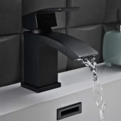 Scudo Descent Black Mini Mono Basin Mixer Tap - Modern Bathroom Tap -Bathroom Sales Shop BLACK250ORBL Lifestyle