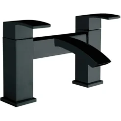 Scudo Descent Matt Black Bath Filler Tap - Modern Wall Mounted Bath Tap