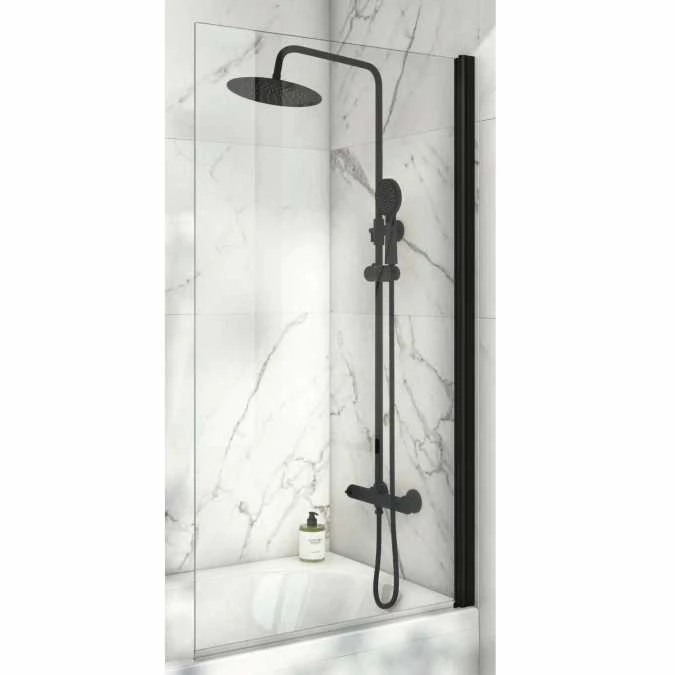 Scudo S6 Square Edge Black Frame Bath Shower Screen - Premium Single Panel Shower Enclosure 3 Scudo S6 Square Edge Black Frame Bath Shower Screen - Premium Single Panel Shower Enclosure