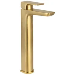 Scudo Muro Brushed Brass High Riser Basin Mono Tap - Modern Bathroom Tap