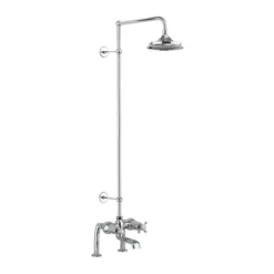 Burlington BT2DS Tay Deck Mounted Traditional Bath Shower Mixer Tap with Rigid Riser & Fixed Head