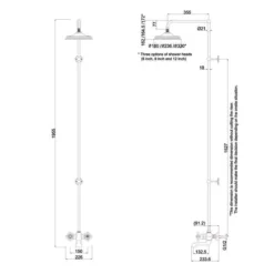 Burlington BT2WS Tay Traditional Wall Mounted Bath Shower Mixer Tap with Rigid Riser & Fixed Head -Bathroom Sales Shop BT2WS V16 17 60 LD