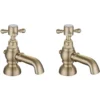 Barbary Bath Pillar Taps - Brushed Brass | Premium Bathroom Taps -Bathroom Sales Shop Barbary Bath Pillar Taps Brass
