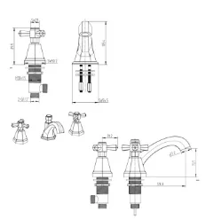 RAK Ceramics Washington Traditional 3 Hole Basin Mixer Tap - No Waste Design -Bathroom Sales Shop Bidet Tech