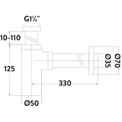 Scudo Minimalist Bottle Trap in Brushed Brass | High-Quality Basin Waste & Trap -Bathroom Sales Shop Brass Trap Sizes