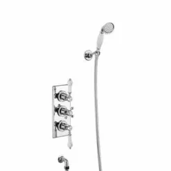 Burlington Trent Concealed Traditional 3 Controlled Shower with Fixed Head & Handset - TF3S | Premium Shower Valve
