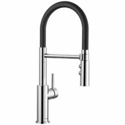 Blanco Catris S Flexo Black and Chrome Kitchen Tap - 525791 | Stylish Monobloc Tap for Modern Kitchens