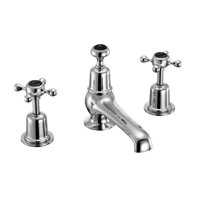 Burlington Claremont 3 Hole Traditional Basin Mixer Tap with Black Handles and Pop Up Waste 3 Burlington Claremont 3 Hole Traditional Basin Mixer Tap with Black Handles and Pop Up Waste