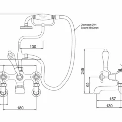 Burlington Claremont Traditional Wall Mounted Bath Shower Mixer Tap - Elegant Design & Durable Finish 5 Burlington Claremont Traditional Wall Mounted Bath Shower Mixer Tap - Elegant Design & Durable Finish -Bathroom Sales Shop CL17TECH