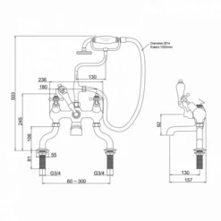 Burlington Claremont Traditional Angled Bath Shower Mixer Tap - Chrome Finish -Bathroom Sales Shop CL19 LD