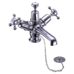 Burlington Claremont Traditional Monobloc Basin Tap with Plug and Chain - Chrome Finish