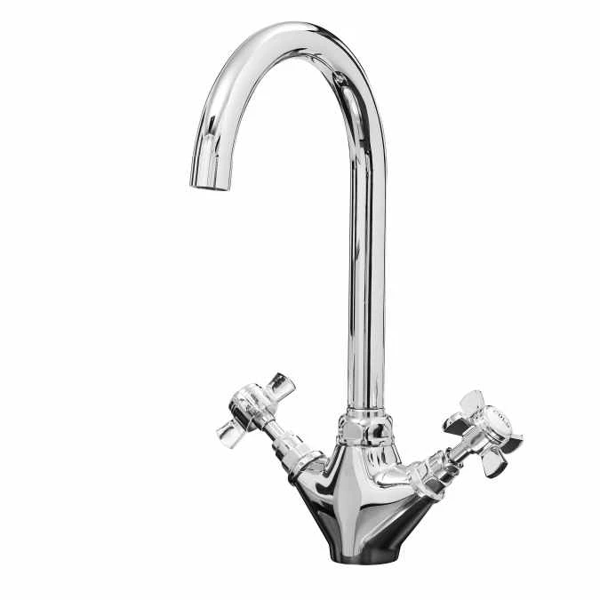 Colonial Cross Head Swan Neck Monobloc Kitchen Mixer Tap - Chrome | High-Quality Kitchen Taps 3 Colonial Cross Head Swan Neck Monobloc Kitchen Mixer Tap - Chrome | High-Quality Kitchen Taps