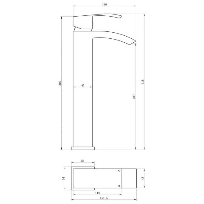 Campbell Tall Basin Mixer Tap - Modern Bathroom Faucet with Sleek Design 5 Campbell Tall Basin Mixer Tap - Modern Bathroom Faucet with Sleek Design - Image 3