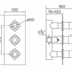 Niagara Carter Chrome Triple Concealed Shower Valve - Two Outlets | Premium Showering Solution -Bathroom Sales Shop Carter Concealed Triple tech
