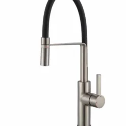 Jeroni Chef Brushed Nickel & Black Pull Out Kitchen Mixer Tap | Premium Kitchen Tap by Francis Pegler