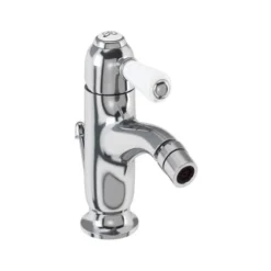 Burlington Chelsea Monobloc Bidet Mixer Tap With White Lever & Pop Up Waste - CH23 | Traditional Style Taps