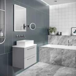 HiB Cirque LED Magnifying Bathroom Mirror - 21700 | 10X Magnification & Bright Illumination