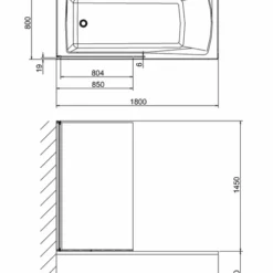 Cleargreen Hinged Bath Shower Screen 1450 X 850mm - Single Panel Bath Screen -Bathroom Sales Shop Cleargreen Hinged Bath Screen BS1 Specification