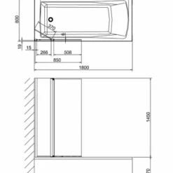 Cleargreen Hinged Bath Screen With Fixed Panel 1450 X 850mm - Modern Shower Enclosure -Bathroom Sales Shop Cleargreen Hinged Bath Screen with Fixed Panel BS2 Specification