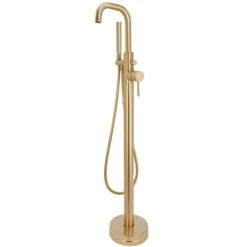 Scudo Core Brushed Brass Freestanding Bath Shower Mixer Tap | Premium Bathroom Taps
