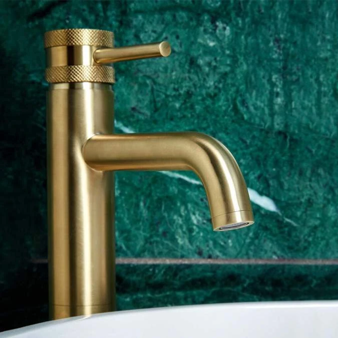 Scudo Core Brushed Brass Tall Mono Basin Mixer Tap | Premium Bathroom Tap 4 Scudo Core Brushed Brass Tall Mono Basin Mixer Tap | Premium Bathroom Tap - Image 2