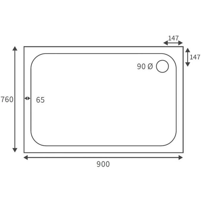 Deluxe 900 x 760mm Rectangular Stone Resin Shower Tray - Durable & Stylish 5 Deluxe 900 x 760mm Rectangular Stone Resin Shower Tray - Durable & Stylish - Image 3