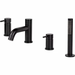 Vema Maira Matt Black 4-Hole Deck Mounted Bath Shower Mixer Tap | Modern Bathroom Design