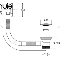 Matt Black Easyclean Sprung Plug Bath Waste - Nuie | Durable & Stylish Bath Waste Solution -Bathroom Sales Shop E427 tech
