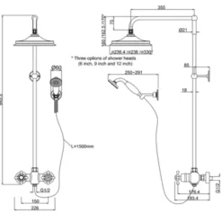 Burlington Eden Exposed Thermostatic Shower Set with Fixed Head, Hose, and Handset - BEF2S 9 Burlington Eden Exposed Thermostatic Shower Set with Fixed Head, Hose, and Handset - BEF2S -Bathroom Sales Shop EDEN BEF2S TECH DRAWING