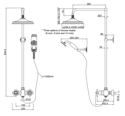 Burlington Eden Exposed Thermostatic Shower Set with Fixed Head, Hose, and Handset - BEF2S 5 Burlington Eden Exposed Thermostatic Shower Set with Fixed Head, Hose, and Handset - BEF2S - Image 3