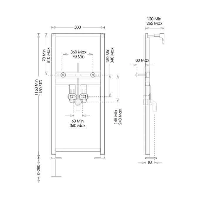 ABACUS Easi Plan 1180mm Bathroom Basin Fixing Frame | Durable & Adjustable Plumbing Solution 4 ABACUS Easi Plan 1180mm Bathroom Basin Fixing Frame | Durable & Adjustable Plumbing Solution - Image 2