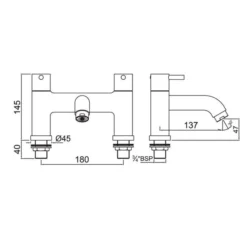 Jaquar Florentine Chrome Bath Filler Mixer Tap - Modern Bathroom Tap -Bathroom Sales Shop Florentine 2 hole bath filler tech