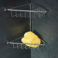 Forest 2-Tier Corner Shower Caddy - Chrome | Space-Saving Bathroom Organiser -Bathroom Sales Shop Forest 2 Tier Corner Shower Caddy Chrome Lifestyle