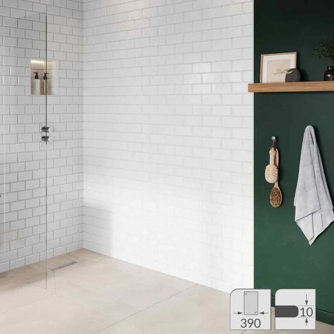 ABACUS 10mm Glass Panel For Wetrooms - 390mm, Durable & Sleek Design 3 ABACUS 10mm Glass Panel For Wetrooms - 390mm, Durable & Sleek Design