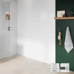 ABACUS 10mm Glass Panel for Wetrooms - 490mm | Premium Quality Shower Enclosure Panel