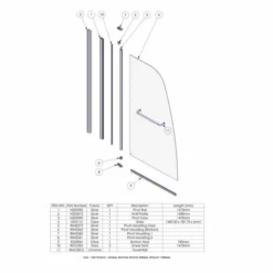 Roman Haven Plus Single Panel Angled Bath Shower Screen with Towel Rail - Premium Quality -Bathroom Sales Shop H2D1CS spec