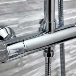 Scudo Serena Round Dual Head Thermostatic Shower Kit - Fixed & Adjustable Hand Set -Bathroom Sales Shop HBS Shower002 Detail1 Small