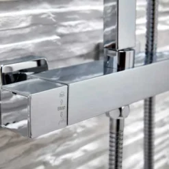 Scudo Elliott Square Dual Head Rigid Riser Shower Kit - Premium Shower Valve System -Bathroom Sales Shop HBS Shower003 Detail3 small