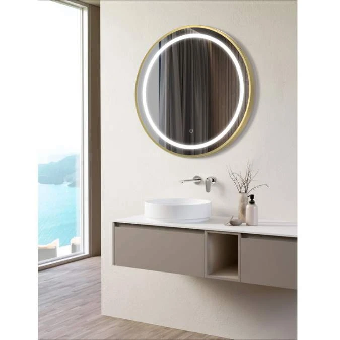 Haut Volant 600mm Round Front-Lit LED Bathroom Mirror - Brushed Brass | Modern & Energy-Efficient 4 Haut Volant 600mm Round Front-Lit LED Bathroom Mirror - Brushed Brass | Modern & Energy-Efficient - Image 2