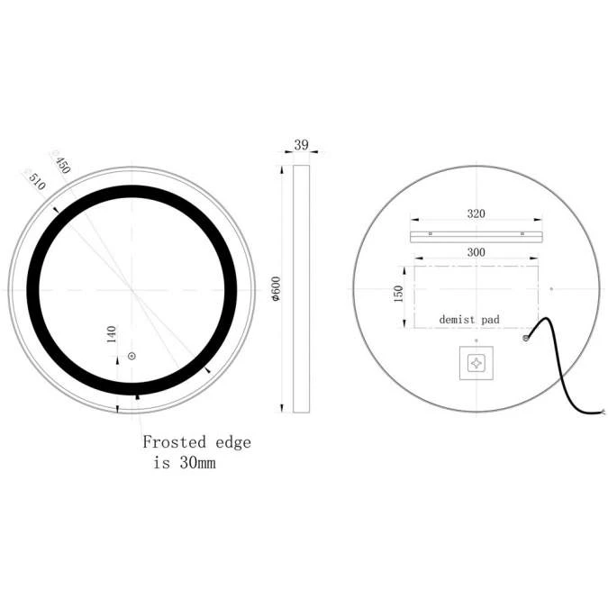 Haut Volant 600mm Round Front-Lit LED Bathroom Mirror - Brushed Brass | Modern & Energy-Efficient 5 Haut Volant 600mm Round Front-Lit LED Bathroom Mirror - Brushed Brass | Modern & Energy-Efficient - Image 3