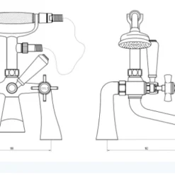 Victorian Bath Shower Mixer Tap - Holborn London 1855 | Traditional Taps -Bathroom Sales Shop Holborn Victorian Bath Shower Mixer FO2109 Specification