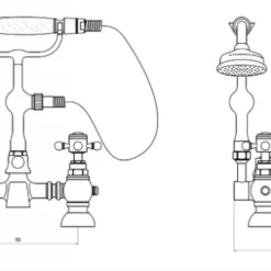 Edwardian Bath Shower Mixer Tap - Holborn London 1855 | Traditional Taps -Bathroom Sales Shop Holburn Edwardian Bath Shower Mixer FO2015 Specification