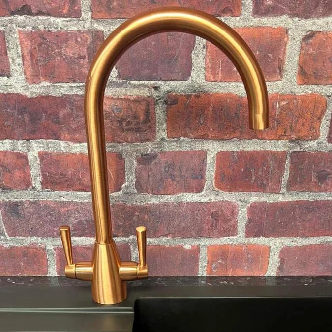 Richmond Twin Lever Kitchen Mixer Tap - Copper | Modern Monobloc Kitchen Tap 4 Richmond Twin Lever Kitchen Mixer Tap - Copper | Modern Monobloc Kitchen Tap - Image 2