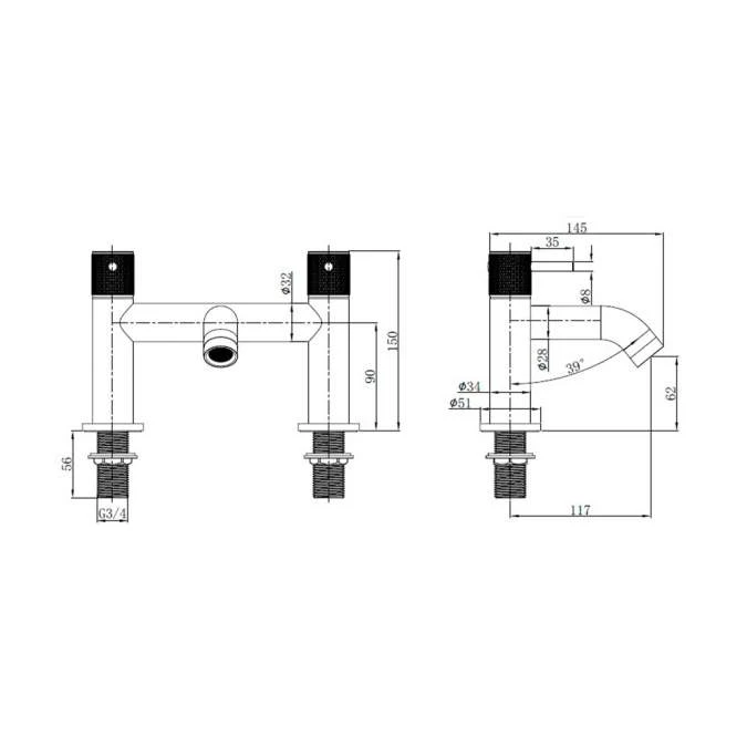 ABACUS Iso Pro Deck Mounted Bath Filler - Brushed Nickel | Premium Bath Taps 4 ABACUS Iso Pro Deck Mounted Bath Filler - Brushed Nickel | Premium Bath Taps - Image 2