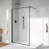 Roman Innov8 900 Matt Black Framed Wet Room Clear Glass Panel 8mm - Premium Shower Enclosure 2 Roman Innov8 900 Matt Black Framed Wet Room Clear Glass Panel 8mm - Premium Shower Enclosure -Bathroom Sales Shop Innov8 Black framed wetroom panel with brace bar sq