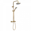Nuie Round Thermostatic Bar Shower Kit in Brushed Brass | Modern Rigid Riser Shower Kit -Bathroom Sales Shop JTY875 brass
