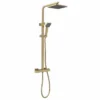 Nuie Square Thermostatic Bar Shower Kit in Brushed Brass - JTY886 | Modern Rigid Riser Shower Kit -Bathroom Sales Shop JTY886 brass
