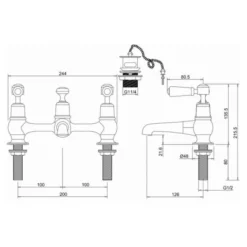 Burlington Kensington Traditional Bridge Basin Mixer Tap - Premium Bathroom Tap 8 Burlington Kensington Traditional Bridge Basin Mixer Tap - Premium Bathroom Tap -Bathroom Sales Shop KE10 LD